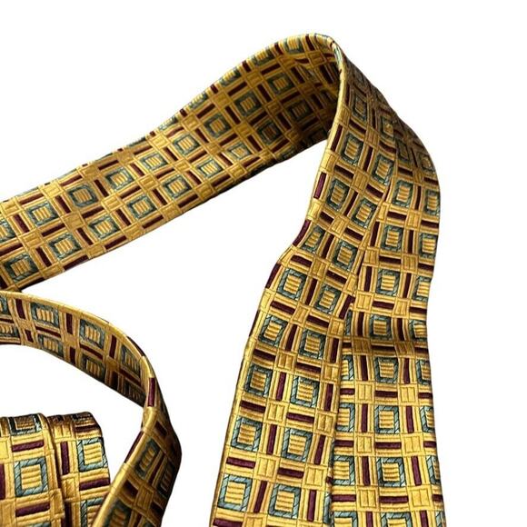 Jos A Bank Orange Mens 100% Silk Geometric Italy Mens Neck Tie 59" x 3.25" - Picture 11 of 16